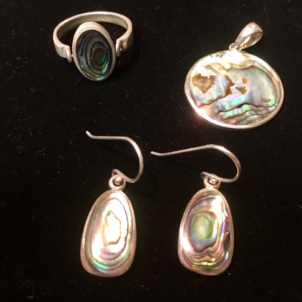 Vintage Solid Sterling Silver 925 Abalone Spinnin… - image 1